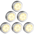 thumbnail image 1 of Armario/gabinete LED 6 luces nocturnas pequeñas lámpara de armario luz LED con sensor de movimiento con base magnética para escaparate de escalera de cocina luz blanca cálida plateada, 1 of 5