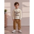 thumbnail image 3 of Jxzom Baby Boy Fall Clothes Set Daddy's Little Dude Letter Embroidered Long Sleeve Sweatshirt Tops Long Pants 0 6 12 18 24 Months 2T 3T Toddler Infant Outfits, 3 of 8