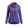thumbnail image 4 of cocolona Womens Trendy Cowl Neck Hoodies Long Sleeve Tunic Casual Pullover Drawstring Sweatshirts Fall Solid Color Tops, 4 of 6