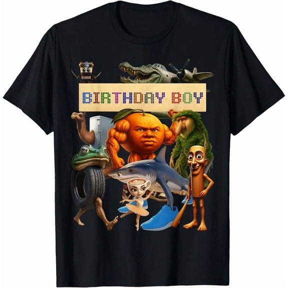 Italian Brainrot Birthday Boy Viral Meme Party Humor Graphic Unisex T-Shirt, up to Size 5XL