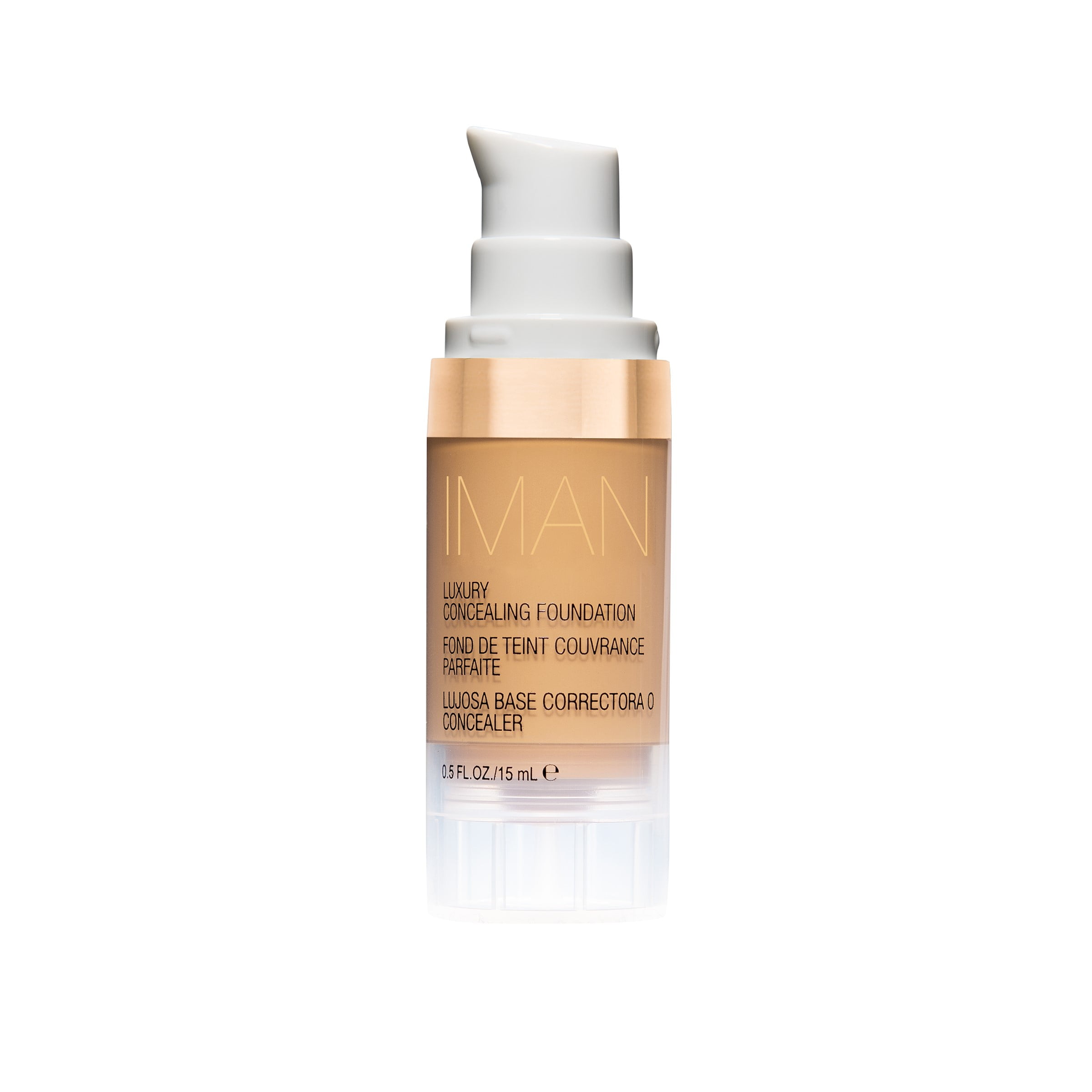 IMAN Cosmetics Luxury Concealing Foundation, Medium Skin, Sand 4, 0.5 Oz