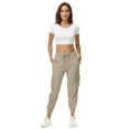 thumbnail image 5 of RYRJJ Women's Lightweight Hiking Cargo Pants Outdoor Quick Dry Casual Travel Sweatpants Joggers Elastic Waist Trousers with Button Pockets(Khaki,3XL), 5 of 8