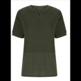 thumbnail image 3 of Blusas Casuales de Punto Gofre con Cuello en V para Mujer, Camisetas de Corta, Blusas Holgadas Verde XL, 3 of 9