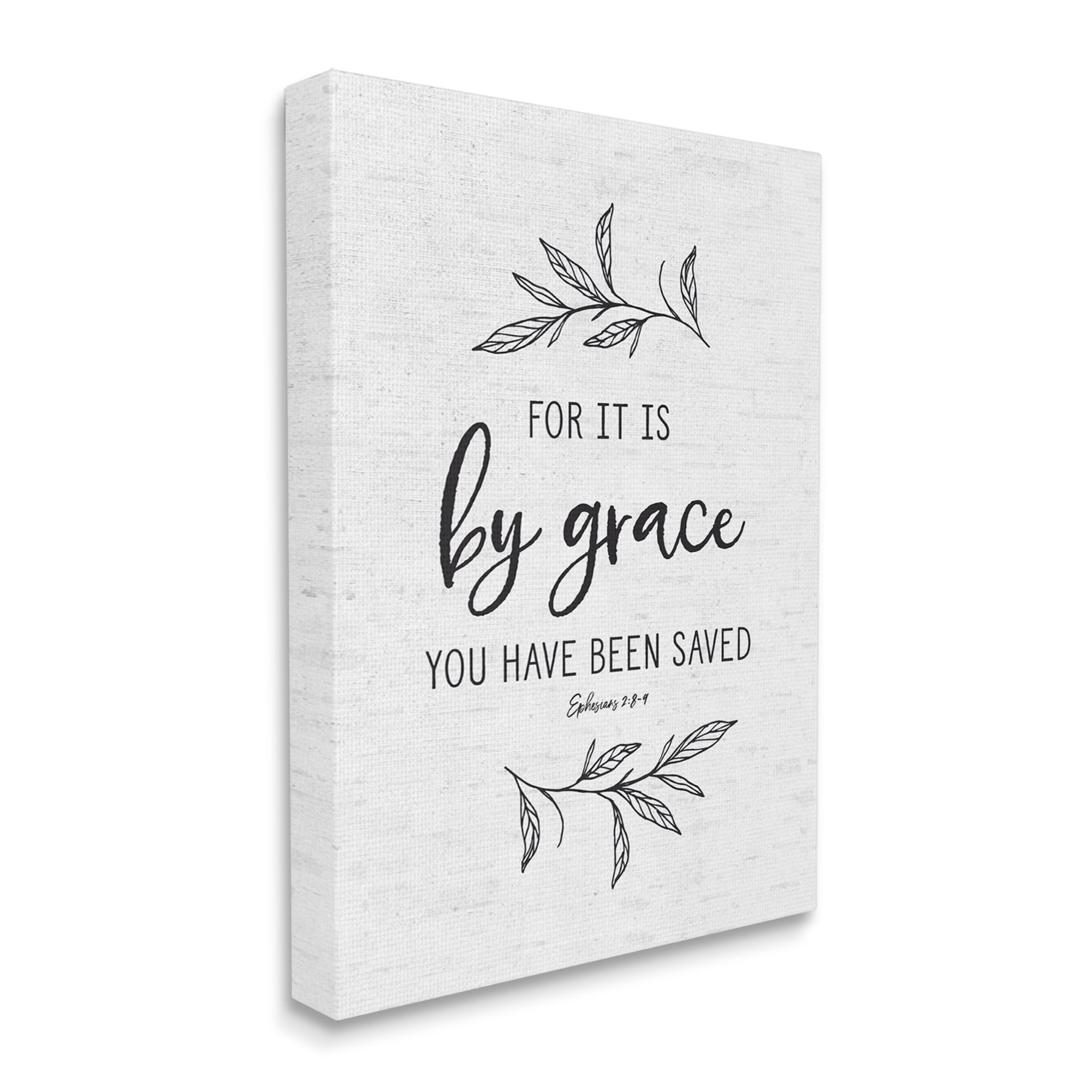 Stupell Industries By Grace Spiritual Verse Phrase Leaf Sprigs Graphic Art Gallery Wrapped Canvas Print Wall Art, Design by Lettered and Lined