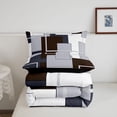 thumbnail image 5 of Homewish Dark Brown Block Full Size Comforter Sets,Contemporary Artwork Bedding Comforter Set,Black Reversible,3pcs,1 Comforter and 2 Pillowcases, 5 of 7