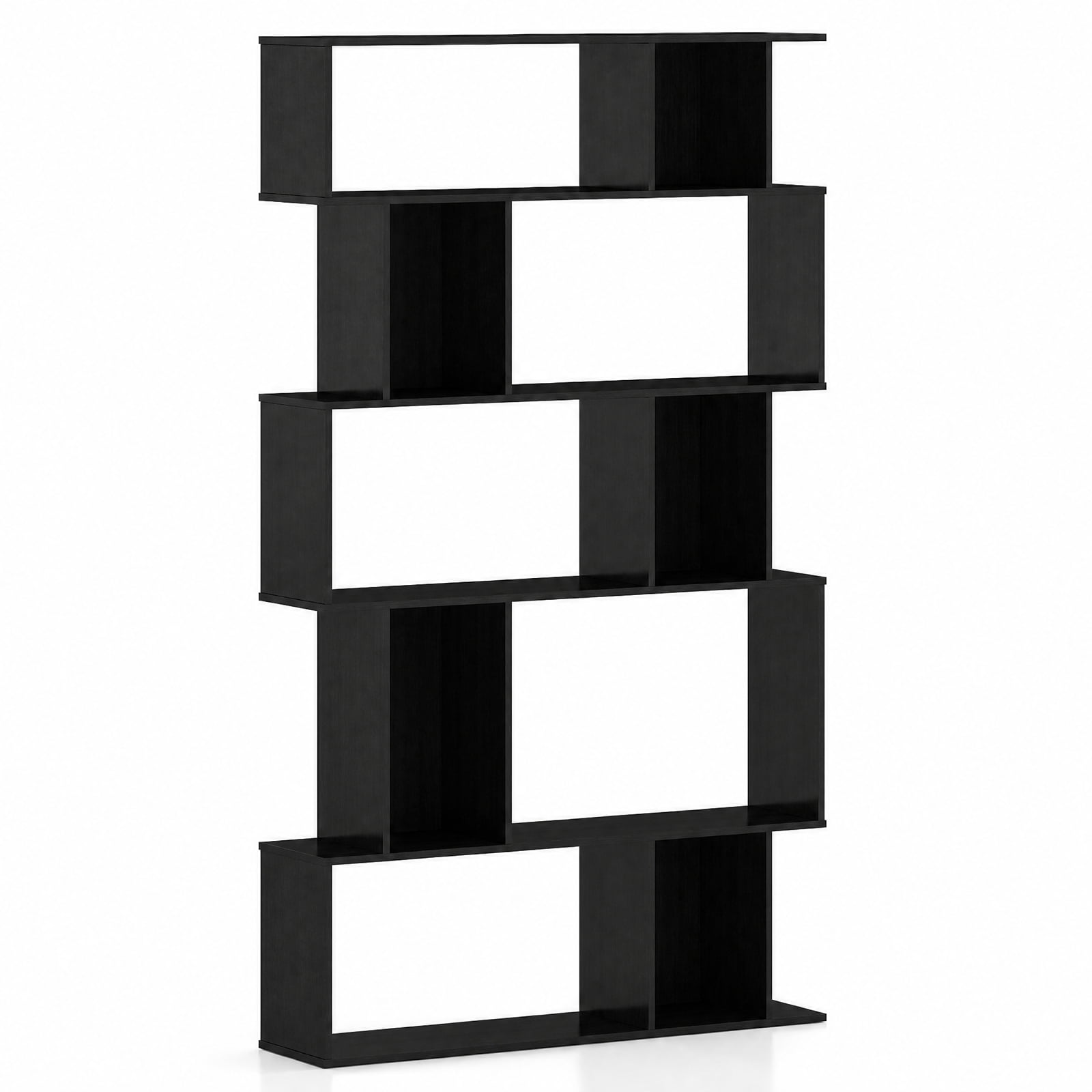 Furnibear Geometric Bookshelf 5-Tier Bookcase with Open Shelves and Closed-back Cubes for Living Room Home Office Bedroom Display Storage Shelf, Black