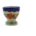 thumbnail image 3 of Polish Pottery 2-inch Egg Holder (Red Cornflower And Blue Butterflies Theme) Signature UNIKAT Hand Painted in Poland + Certificate of Authenticity, 3 of 6