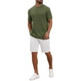 thumbnail image 2 of INSPIRE CHIC Men's Waffle Texture Short Sleeve Crew Neck Solid Casual Knitted T-Shirts S Olive Green, 2 of 6
