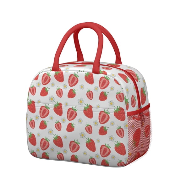 Lunch Bag Lunch Box for Women Reusable Insulated Lunch Bags,Water-Resistant Strawberry Pattern Cooler Lunch Tote Bag, Large Capacity for Work Travel Picnic