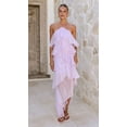thumbnail image 2 of Vestido de Color Sólido Elegante de Gasa en Capas con Volantes, Moda Casual de las Mujeres 3/4 Manga Cuello Redondo para el Hogar Y el Uso Diario, 2 of 8