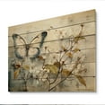 thumbnail image 2 of Designart "Taupe Butterfly Moment Of Fortune" Animals Print on Natural Pine Wood, 2 of 5