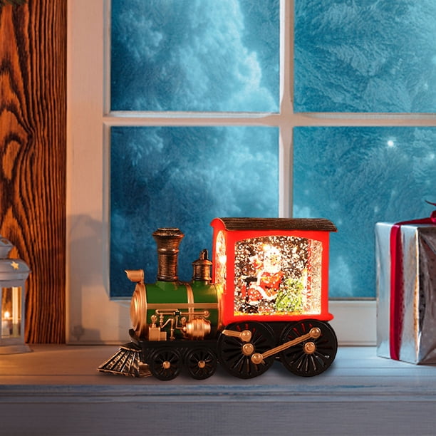 Decoración del tren del muñeco de nieve de Papá Noel Navidad Papá Noel muñeco de nieve tren decoración con pilas iluminado para regalo de Navidad