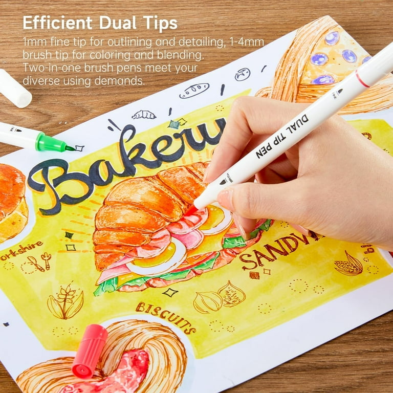 Color Treatment 2本セット Shuttle Art Dual Tip Brush Markers Set, 105 Colors with Case and