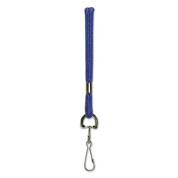 Rope Lanyard, Metal Hook Fastener, 36" Long, Nylon, Blue | Bundle of 2 Each
