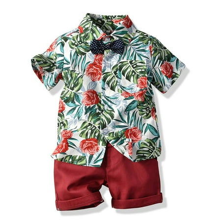 

Peyan Toddler Baby Boy Shirt Shorts Outfit Sets Hawaiian Summer Suits 0-5T