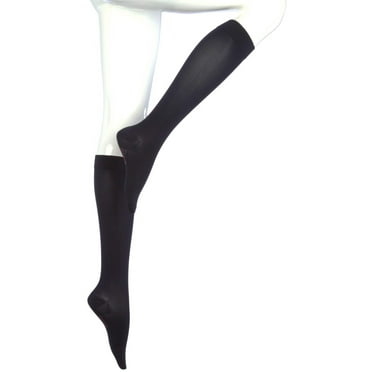 medi assure for Men & Women, 20-30 mmHg Calf High Closed Toe Compression Stockings, Black, XL (Extra Wide)-Standard