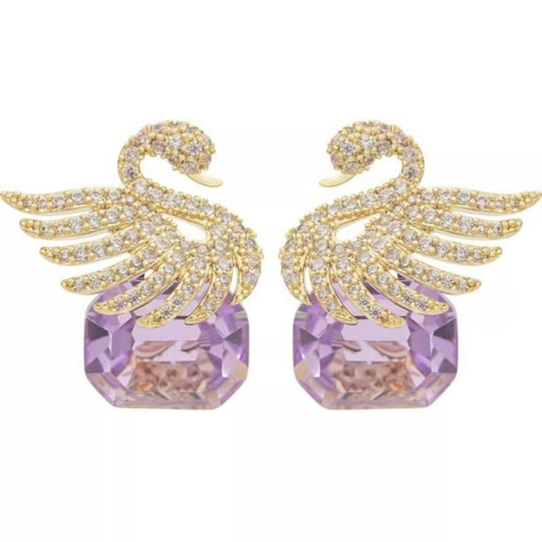 Pendientes de Aguja de Plata Temperamento Versátil Pendientes de Cristal Personalidad Femenina Moda Oreja Joyería