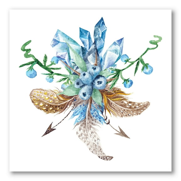 Designart ' Fresh Tribal Vignette Wild Forest Wreath Design On White I ' Traditional Canvas Wall Art Print