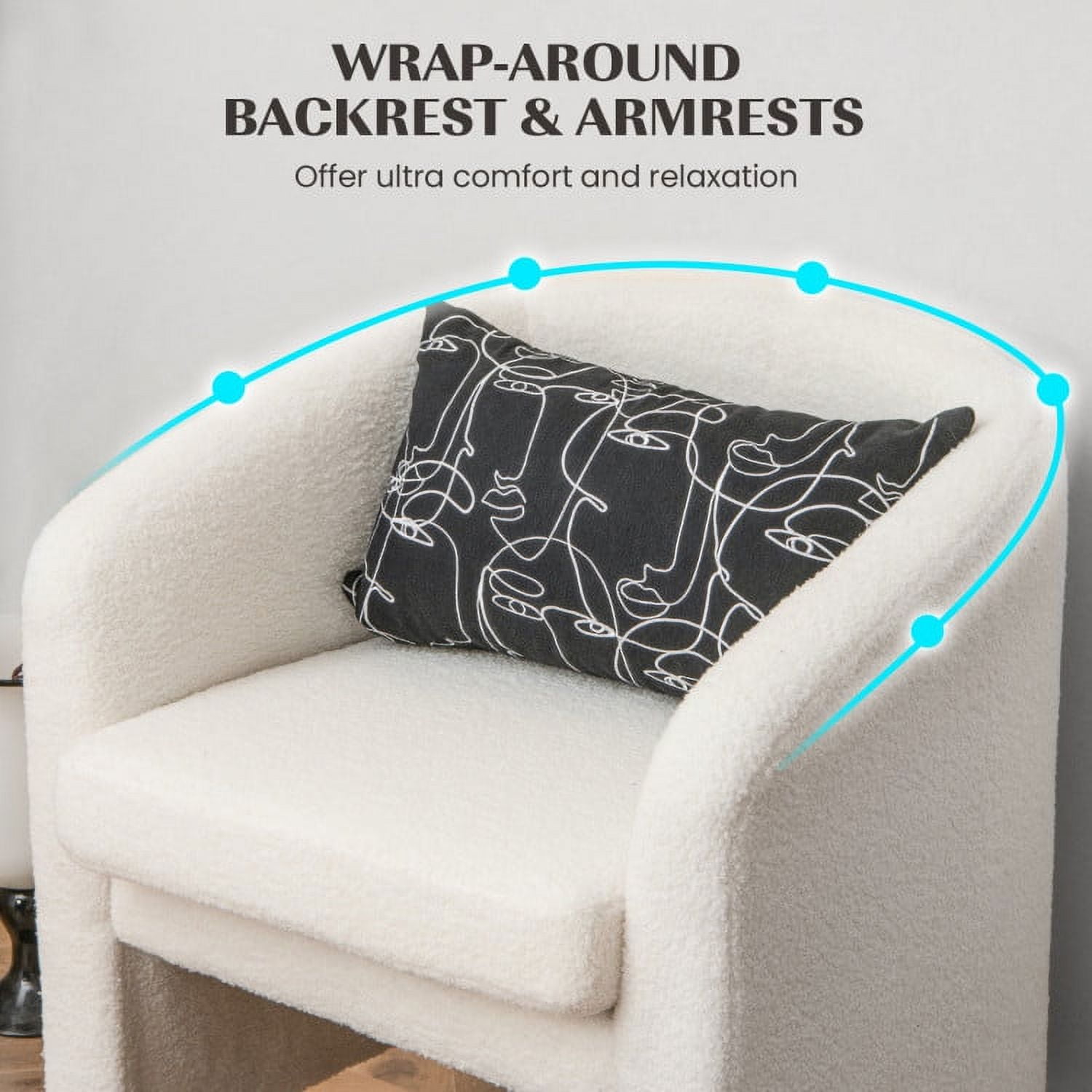 Finihen Accent Chair, Modern Upholstered Accent Chair, Modern Upholstered Barrel Teddy Velvet Chair with Ottoman, for Living Room, Bedroom, Beige Finihen Accent Chair, Modern Upholstered Accent Chair, Modern Upholstered Barrel Teddy Velvet Chair with Ottoman, for Living Room, Bedroom, Beige