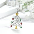 thumbnail image 6 of Christmas Tree Pendant Necklace 925 Sterling Silver Colorful CZ Crystal Holiday Festival Jewelry Gift for Women Juwaliy, 6 of 8
