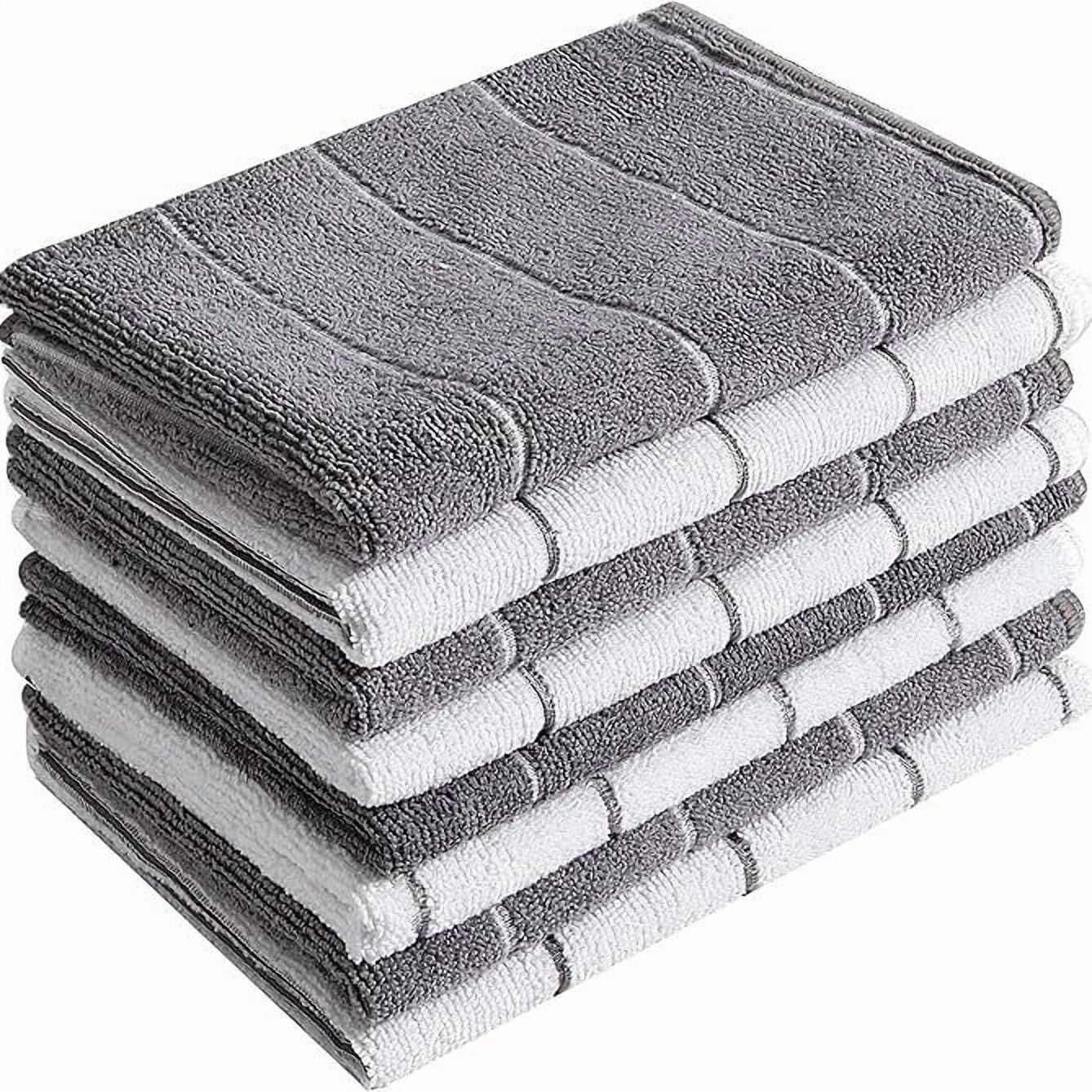 Nvzi Kitchen Towels Set - 6 Pcs Grey 40×60cm (15.75×23.62in) Polyester Dish Towels for Kitchen, Reusable Dish Cloths, Absorbent Towels for Home Kitchen Cleaning & Drying