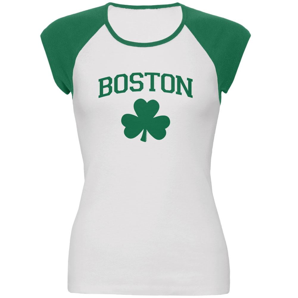 Boston Shamrock Green Juniors Raglan T-Shirt