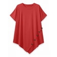 thumbnail image 4 of Yourumao Women's Plus Size Tops Asymmetrical Hem Short Sleeve Tunics with Button V Neck Loose Casual Blouses for Summer Outdoor, 4 of 6