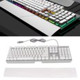 thumbnail image 3 of Clavier Filaire RGB, Caractères Clairs Clavier Illuminé Toucher Confortable Bonne Résilience Rétroéclairage Coloré avec Repose-Poignet pour Maison pour Bureau Blanc, 3 of 7