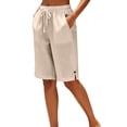 thumbnail image 6 of Womens Bermuda Shorts Drawstring Waist Athletic Loose Casual Running Comfy Summer Shorts with Pockets by Yigetop Beige L, 6 of 6