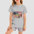 thumbnail image 2 of mgoYE Girls Boy's 250 Years America Anniversary 250th Independence Day Vintage O-Neck Shorts Set America 250th Anniversary Shorts Set Boys(Grey,11-12 Years), 2 of 7