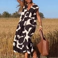 thumbnail image 2 of Kcodviy Robe d'Été Décontractée Boho pour Femme, Robe d'Été à Fleurs, Col en V, Robes d'Été pour Dames, Manches Courtes, Fluide, Évasée, Robe Maxi Décontractée pour Femme, Robe Longue Évasée, 2 of 9