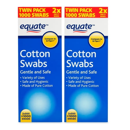 Equate Cotton Swabs, 500 Ct, 2 Pk