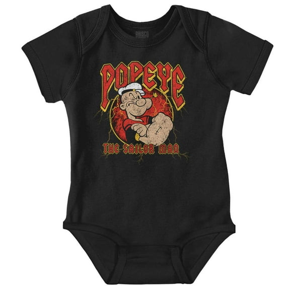 Popeye the Sailor Man Rock Star Romper Boys or Girls Infant Baby Brisco Brands NB