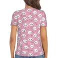 thumbnail image 3 of Fuzoiu Cute Cat Print Women's V-Neck T-Shirt,Women's Short Sleeve Top, Comfortable for Work, Leisure, and Sports, 3 of 7