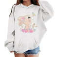 thumbnail image 2 of Big Girls Hoodies Sweatshirts Cute Bunny Print Pullover Kids Casual Outerwear Warm Jacket Fall Winter Clothing White Size 8-9T, 2 of 4