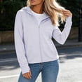 thumbnail image 2 of hoksml Women's Full Zip Hooded Lightweight Jacket Thumbhole Cuff Side Pocket Slim Casual Athletic Windshirt, 2 of 7