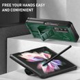 thumbnail image 3 of Feishell Rugged Case for Samsung Galaxy Z Fold3,Bulit-in Screen Protector & Kickstand,Heavy Duty Shockproof Hybrid TPU+PC Hinge Protection Armor Protective Phone Case with S Pen Holder,Armygreen, 3 of 12