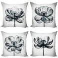 thumbnail image 5 of Ambesonne X-Ray Flowers Throw Pillow Cover 4 Pack, Bold Petals Outline, 18", Pale Grey Dark Night Blue, 5 of 5