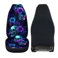 thumbnail image 6 of FOR U DESIGNS Galaxy Skull Flower Print 2 Pieces Car Front Seat Covers Washable High Back Car Seat Cover Elastic Auto Accessories Bucket Seat Cover Fit for SUV Truck Sedan, 6 of 7
