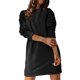 thumbnail image 1 of Gibobby Vestido casual para mujer Vestido de suéter de manga larga con cuello redondo para mujer Vestido casual suelto de lana de color sólido(Negro,G), 1 of 5