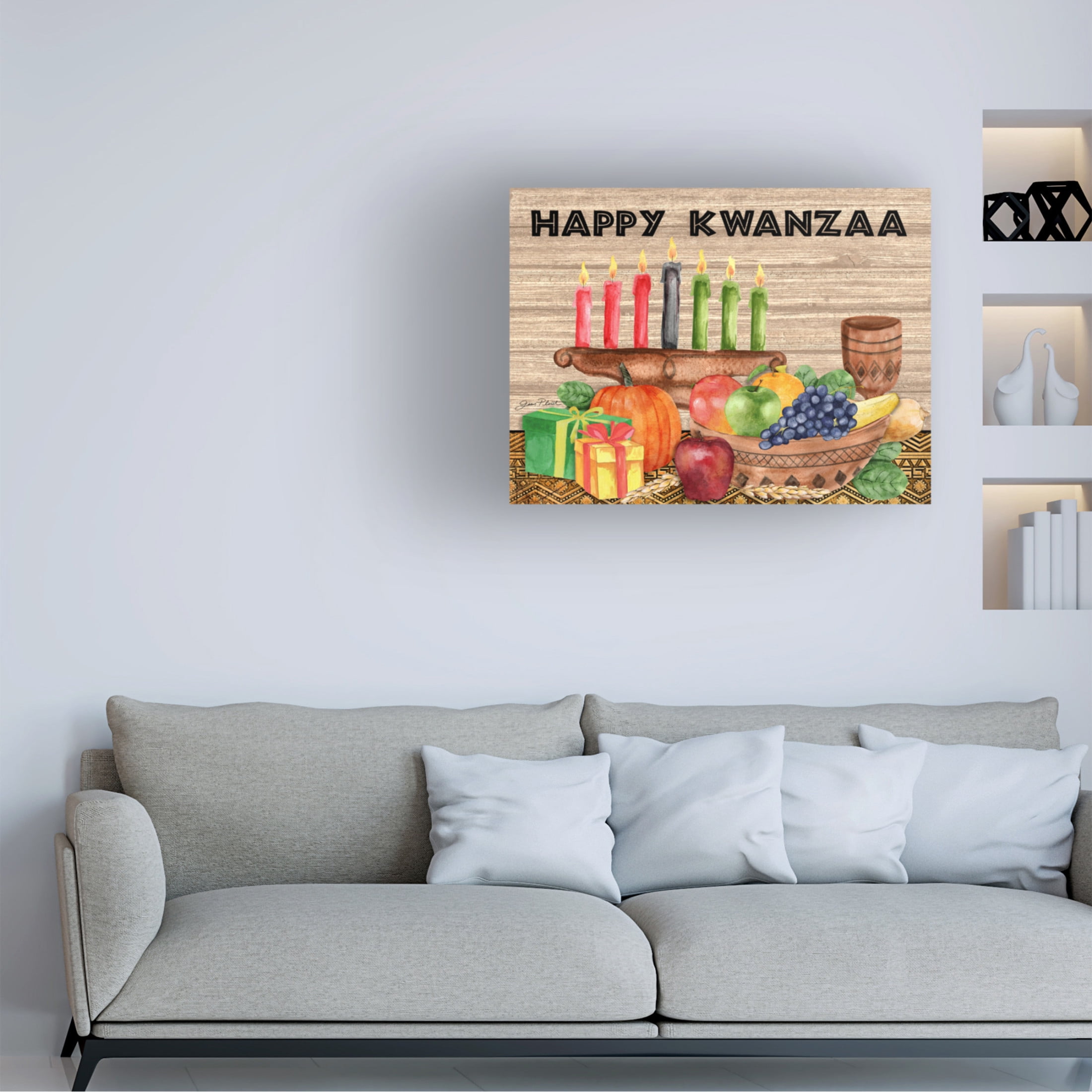 Canvas Wall Art - Jean Plout 'Kwanzaa A1' Wall Art for Living Room, Bedroom, or Office Décor by Trademark Fine Art - 19 x 14 Inches