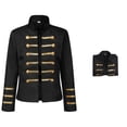 thumbnail image 2 of Sexlip Women Stand Collar Military Style Blazer Jacket Double Row Gold Stripe Button Decor Cropped Long Sleeve Costume Outer Coat For Party Stage Black XL, 2 of 6