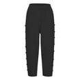 thumbnail image 6 of Uqiangy Drawstring Linen Pants Women Elastic Waist Capri Pants For Women Cotton Linen Capris For Women Capri Pants For Women Gauze Pants For Women Linen Beach Pants Womens Seersucker Pants Black L, 6 of 7