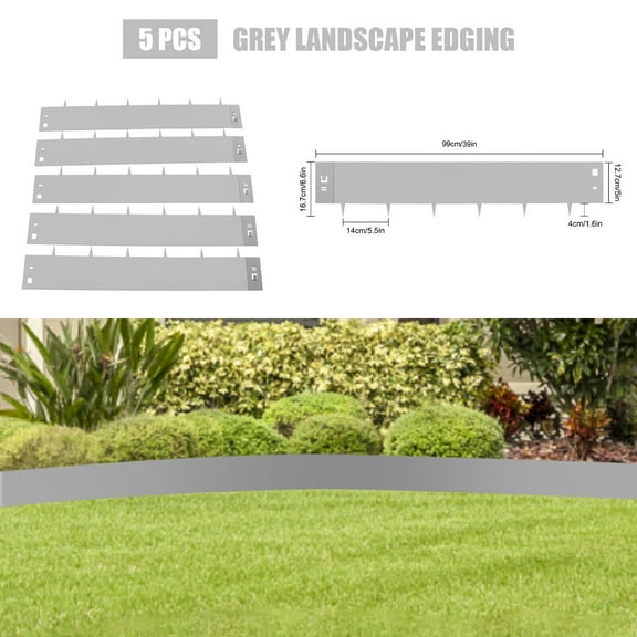 Miumaeov 5PCS Steel Lawn Edging Metal Landscape Edging 5"x39" Garden Border Metal Barrier (16 Feet Installed)
