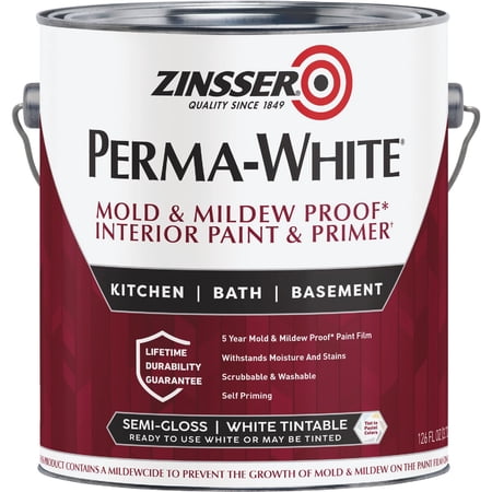 Zinsser Latex Acryl InteriorWhiteSemiGlos, 1gal — Residential Use, Standard Application
