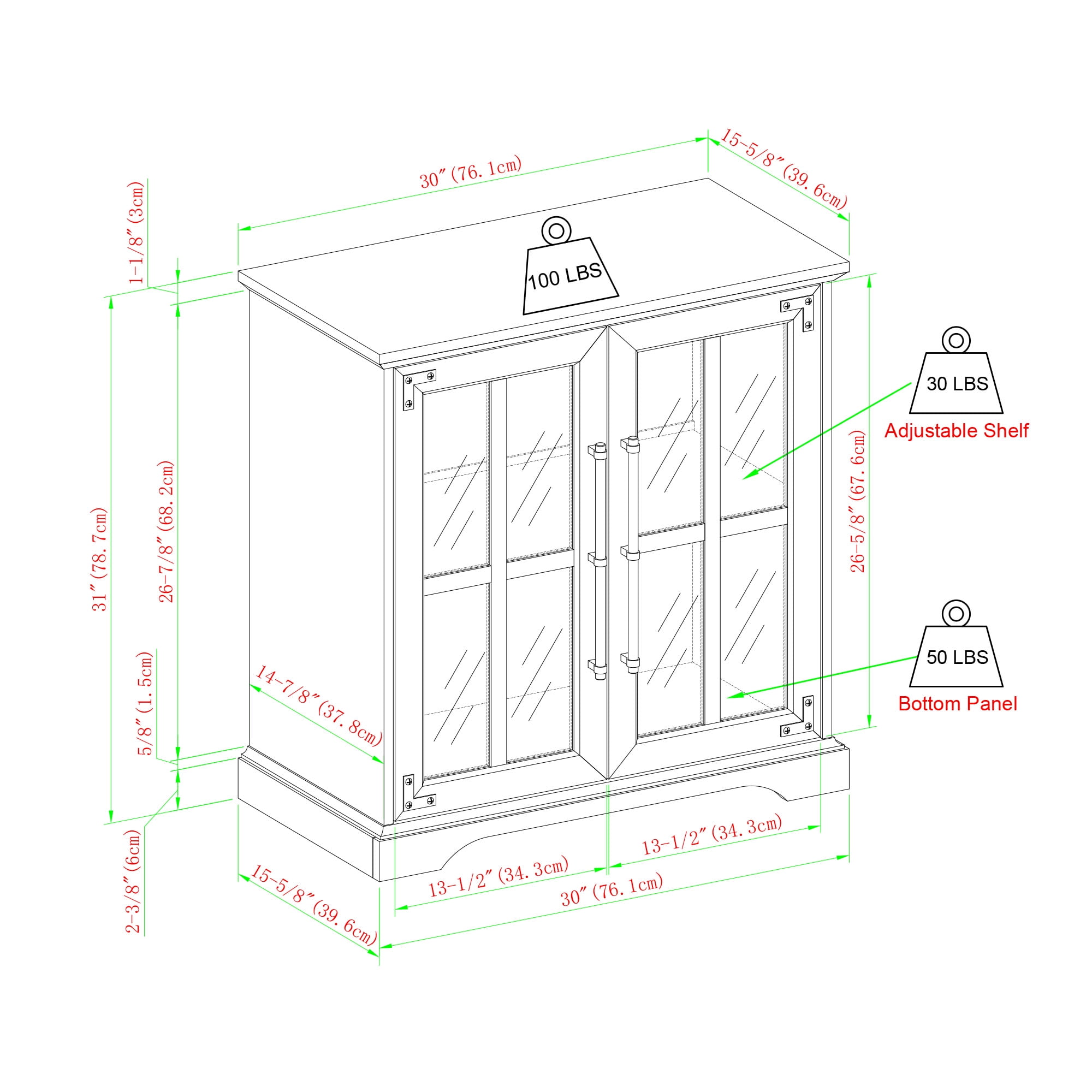 Manor Park Farmhouse Glass Door Accent Cabinet, Grey Wash