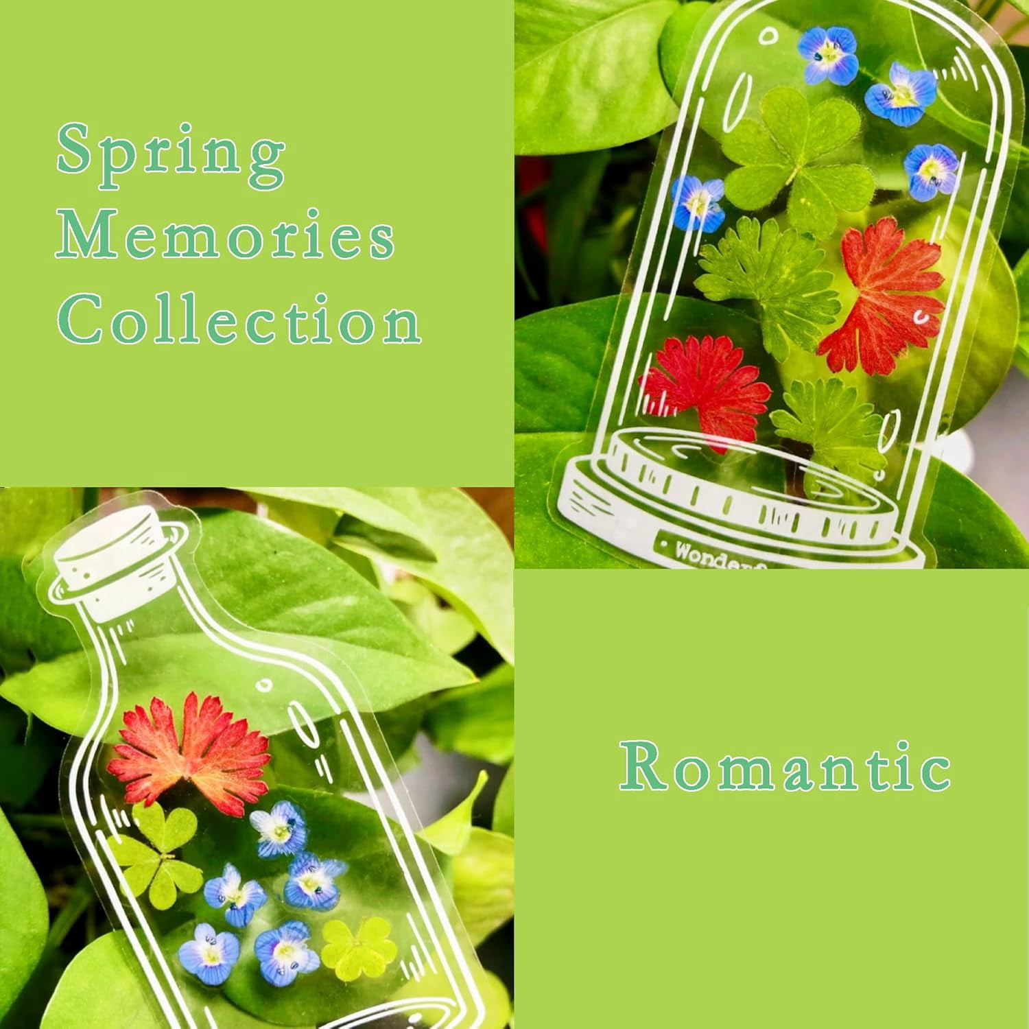 Transparent Dried Flower Bookmarks – 2026 Upgraded DIY Bookmark Making Kit with Clear Jars, Stickers & Page Clips