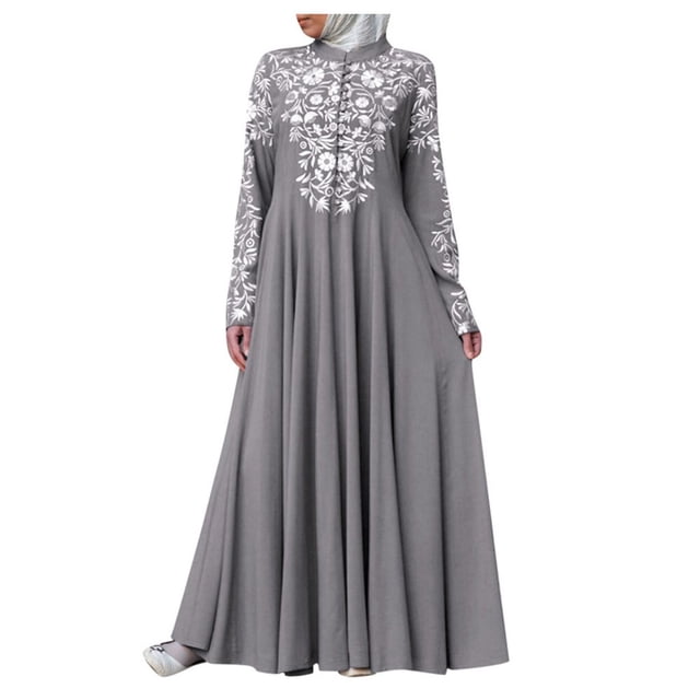Robe Musulmane pour Femmes Kaftan Arabe Jilbab Abaya Islamique Robe Maxi en Dentelle
