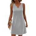 thumbnail image 2 of Women's Tank Nightgown V Neck Sleepshirts Soft Sleeveless Chemise Nightdress Light Gray 2XL, 2 of 7