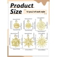 thumbnail image 2 of 12Pcs 6 Styles Sun Charms Rack Plating Alloy Pendants Dangle Charms Ornament Retro Accessories, 2 of 3